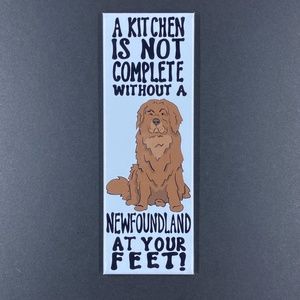 Brown Newfoundland Dog Magnet, Handmade Kitchen Decor Gift 1.5x4.5"